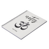 黒いテクスチユニークュメタルOmシンボルノートブック ノートブック (左側)