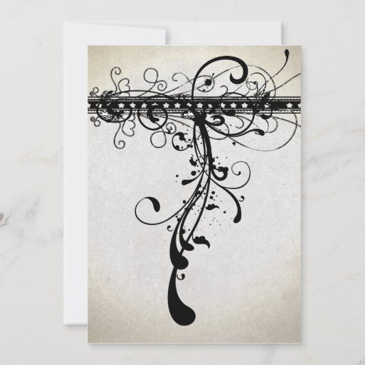 黒いテクスファンキーチャエレガントの招待状 招待状 (裏面)