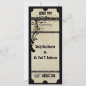 黒いテクスファンキーチャ付きプレイビルの渦巻結婚き 招待状 (裏面)