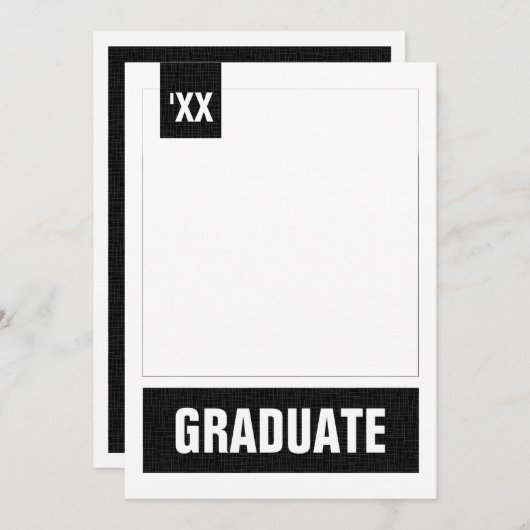 黒いテクスモダンチャの写真の卒業 招待状 (正面/裏面)
