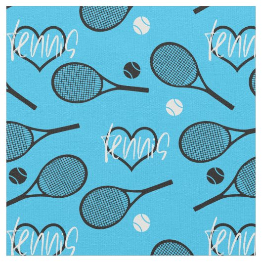 💙🎾黒いテニスラケット（青） ファブリック (クローズアップ)