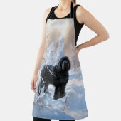 黒いテリアロシアのが雪のクリスマスを許した エプロン (インサイチュ)