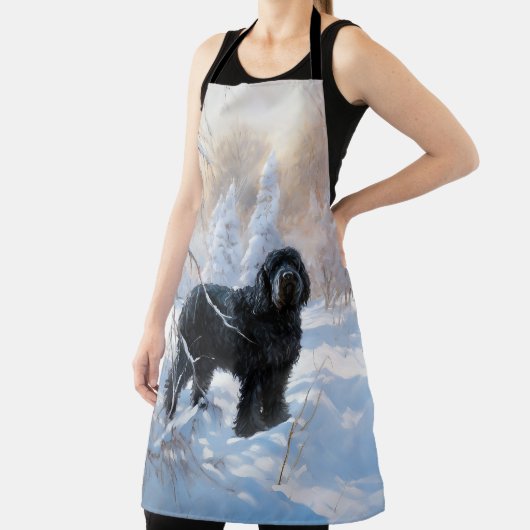 黒いテリアロシアのが雪のクリスマスを許した エプロン (インサイチュ)
