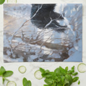 黒いテリアロシアのが雪のクリスマスを許した キッチンタオル (折り畳み)