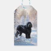 黒いテリアロシアのが雪のクリスマスを許した ギフトタグ (裏面)