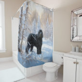 黒いテリアロシアのが雪のクリスマスを許した シャワーカーテン (インサイチュ)