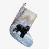 黒いテリアロシアのが雪のクリスマスを許した スモールクリスマスストッキング (正面 (吊り時))