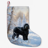 黒いテリアロシアのが雪のクリスマスを許した スモールクリスマスストッキング (正面)