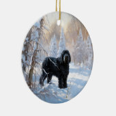 黒いテリアロシアのが雪のクリスマスを許した セラミックオーナメント (右)