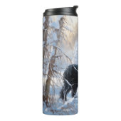 黒いテリアロシアのが雪のクリスマスを許した タンブラー (回転左)