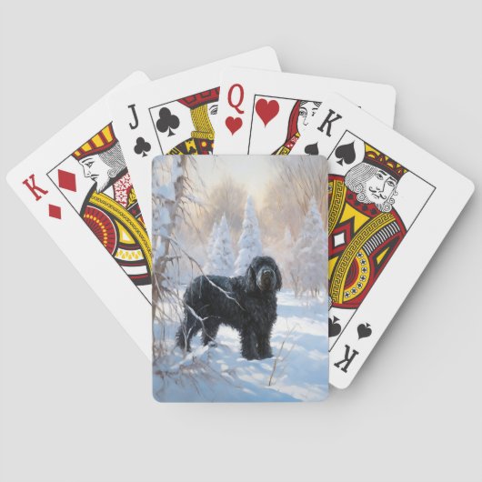 黒いテリアロシアのが雪のクリスマスを許した トランプ (裏面)