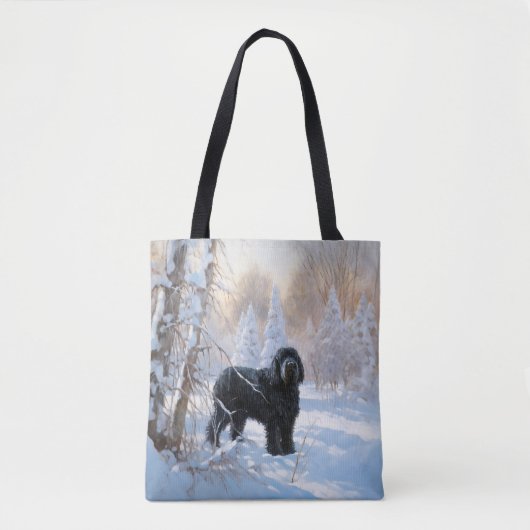 黒いテリアロシアのが雪のクリスマスを許した トートバッグ (正面)