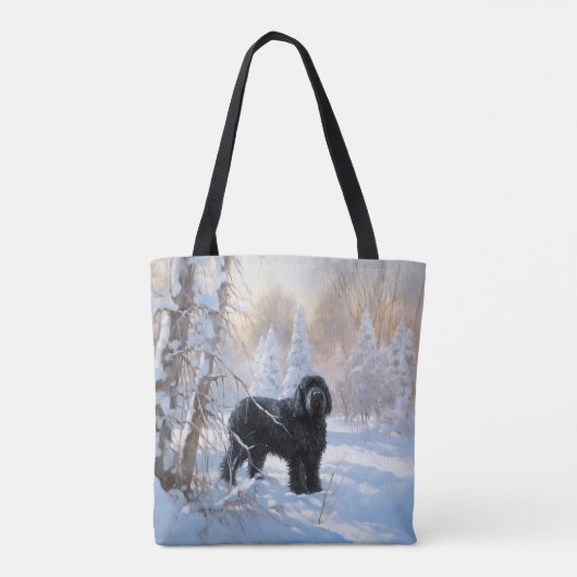 黒いテリアロシアのが雪のクリスマスを許した トートバッグ (裏面)