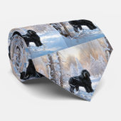 黒いテリアロシアのが雪のクリスマスを許した ネクタイ (ロール)