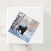 黒いテリアロシアのが雪のクリスマスを許した フェイバータグ (インサイチュ)