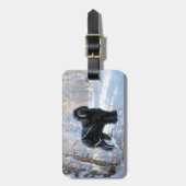 黒いテリアロシアのが雪のクリスマスを許した ラゲッジタグ (正面縦)