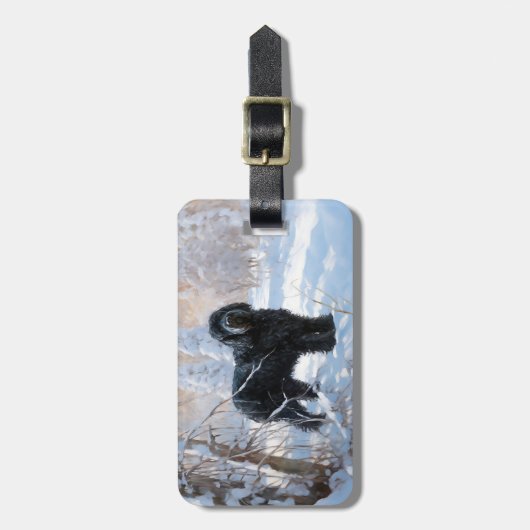 黒いテリアロシアのが雪のクリスマスを許した ラゲッジタグ (正面縦)