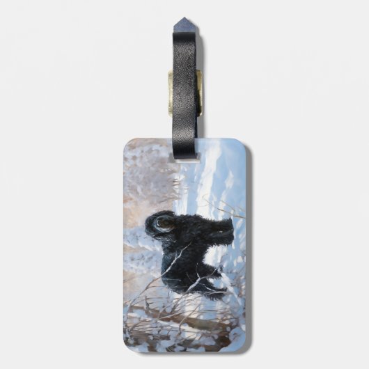 黒いテリアロシアのが雪のクリスマスを許した ラゲッジタグ (裏面縦)