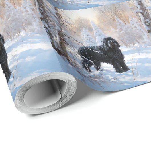黒いテリアロシアのが雪のクリスマスを許した ラッピングペーパー (ロールコーナー)