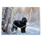 黒いテリアロシアのが雪のクリスマスを許した ラージペーパーバッグ (正面)