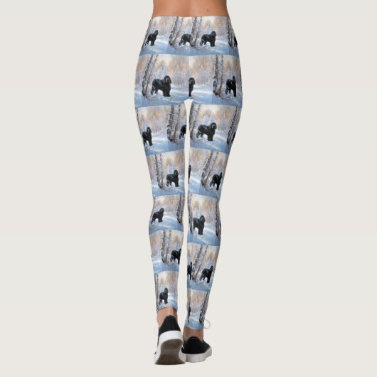 黒いテリアロシアのが雪のクリスマスを許した レギンス (裏面)