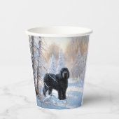 黒いテリアロシアのが雪のクリスマスを許した 紙コップ (正面)