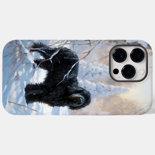 黒いテリアロシアのが雪のクリスマスを許した Case-Mate iPhoneケース (裏面 (横))