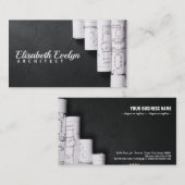 黒いテーブルの青写真 名刺 (正面/裏面)