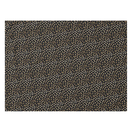 黒いテーブルクロスの金ゴールドのグリッター都市点 テーブルクロス (正面(横))