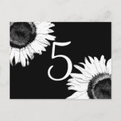 黒いテーブル番号に白ひまわり ポストカード (裏面)