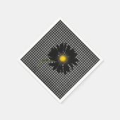 黒いデイジーのギンガムの背景 スタンダードカクテルナプキン (角)