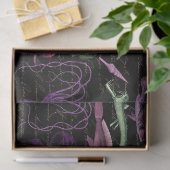 黒いデコパージュに紫と緑の海の生き物 薄葉紙 (ギフト)