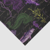 黒いデコパージュに紫と緑の海の生き物 薄葉紙 (詳細)