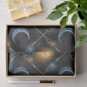 黒いデコパージュの太陽と月のパターン 薄葉紙 (ギフト)