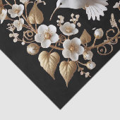 黒いデコページの白いハミングバード 薄葉紙 (詳細)