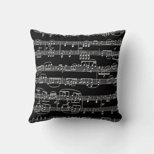 黒いデコールアイテムの音楽をテーマにした クッション (裏面)