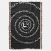 黒いデコール上の円周率 スローブランケット (正面縦)