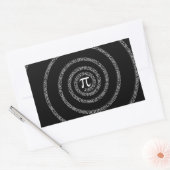 黒いデコール上の円周率 長方形シール (封筒)