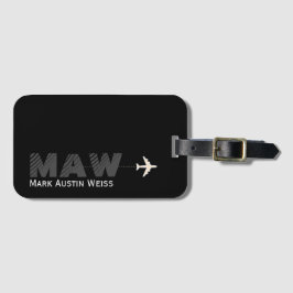 黒いデザイン(トラベラー名/イニシャル) ラゲッジタグ