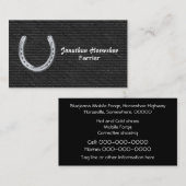 黒いデニムの銀製の蹄鉄 名刺 (正面/裏面)