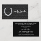 黒いデニムの銀製の蹄鉄 名刺 (正面/裏面)