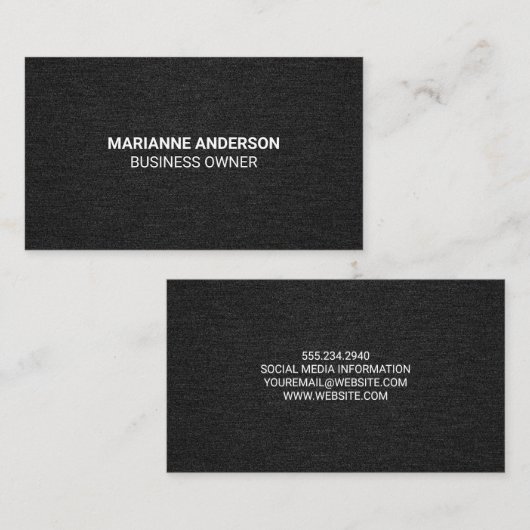 黒いデニモダンムのファブリックの背景 名刺 (正面/裏面)