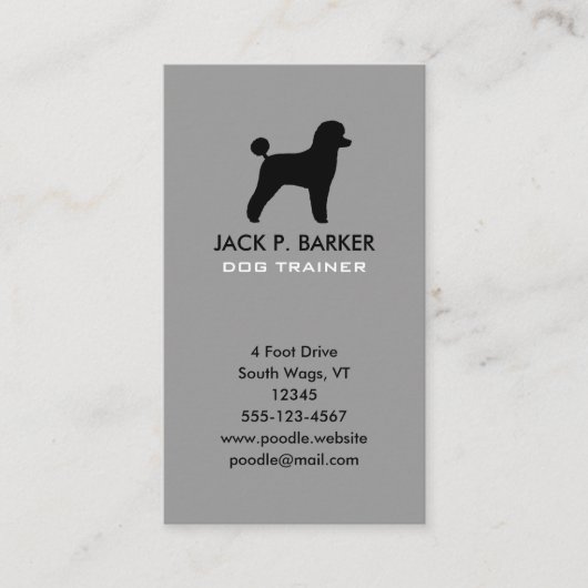 黒いトイプードルシルエット 名刺 (正面)