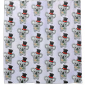 黒いトップハットに可愛いコアラ シャワーカーテン (正面)