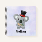 黒いトップハットに可愛いコアラ ノートブック (正面)