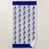 黒いトップハットに可愛いコアラ ビーチタオル (正面)