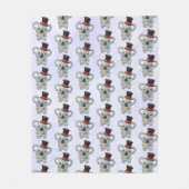 黒いトップハットに可愛いコアラ フリースブランケット (正面)