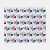 黒いトップハットに可愛いコアラ フリースブランケット (正面(横))