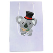 黒いトップハットに可愛いコアラ ミディアムペーパーバッグ (正面)