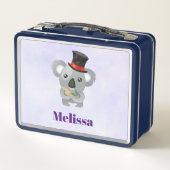 黒いトップハットに可愛いコアラ メタルランチボックス (裏面)